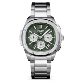 Rotary Apex 100 Men's Chronograph Green Dial Stainless Steel Bracelet Watch