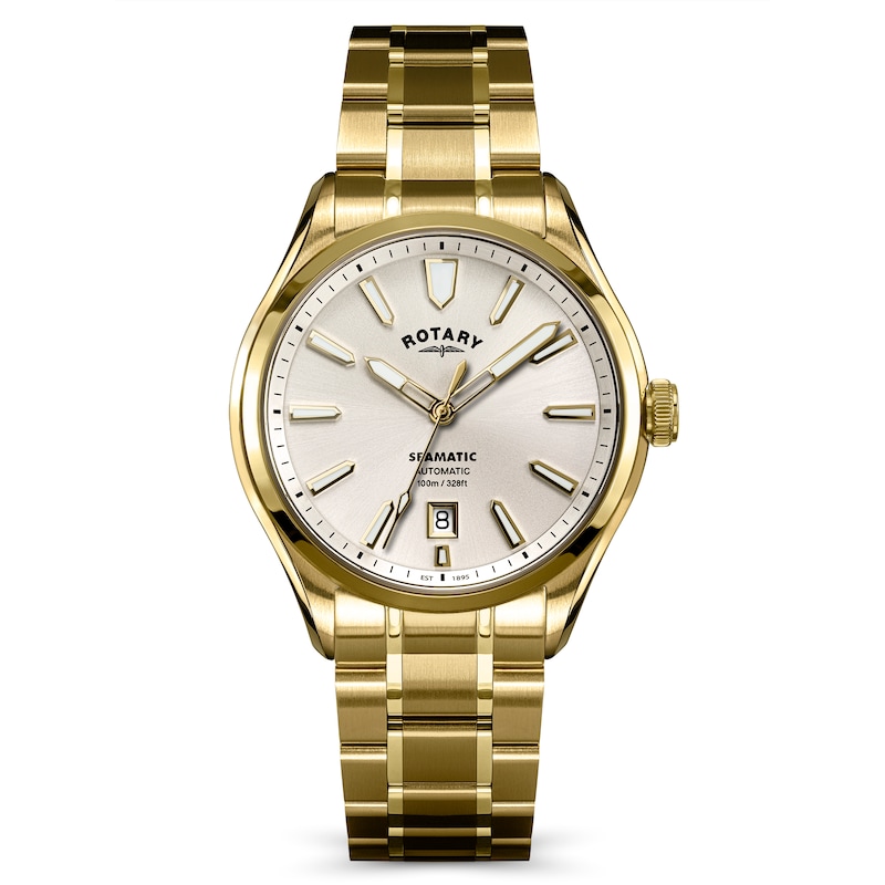 Main Image 1 of Rotary Seamatic Men's White Dial & Gold Tone Stainless Steel Bracelet Watch