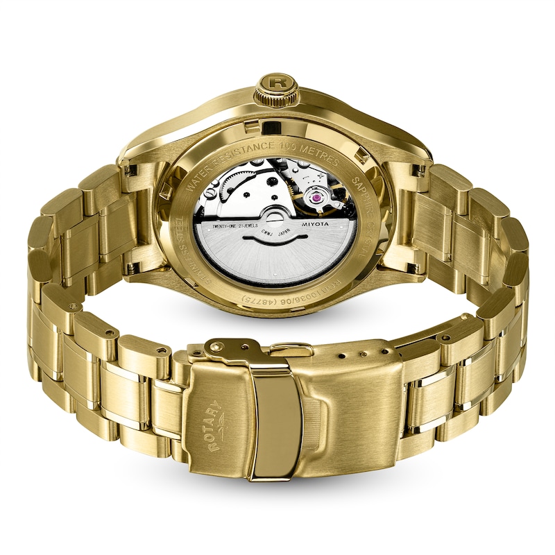 Main Image 3 of Rotary Seamatic Men's White Dial & Gold Tone Stainless Steel Bracelet Watch