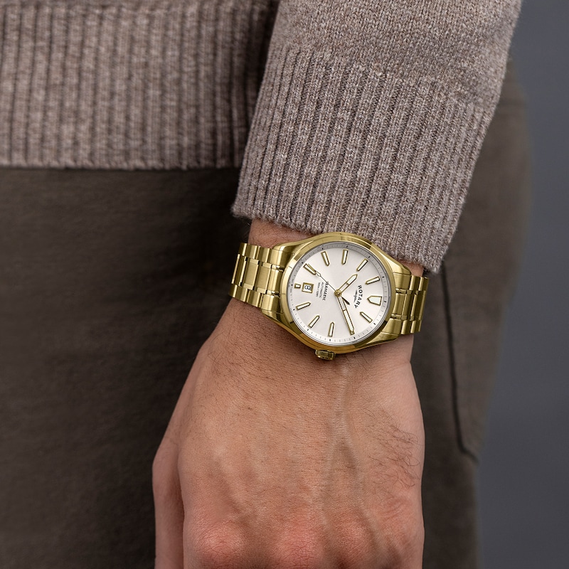 Main Image 5 of Rotary Seamatic Men's White Dial & Gold Tone Stainless Steel Bracelet Watch