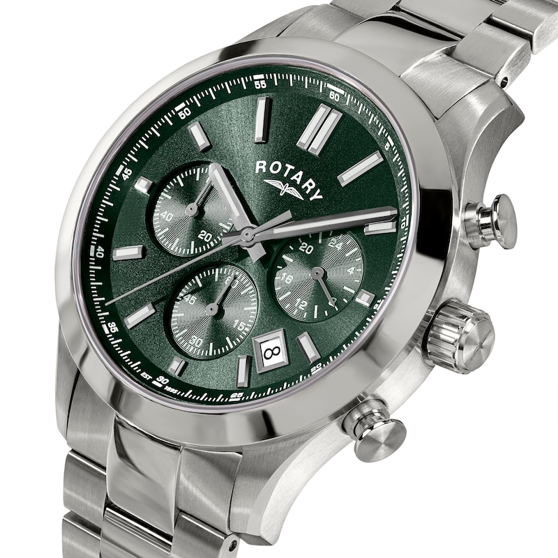 Main Image 2 of Rotary Heritage Men's Chronograph Green Dial Stainless Steel Bracelet Watch