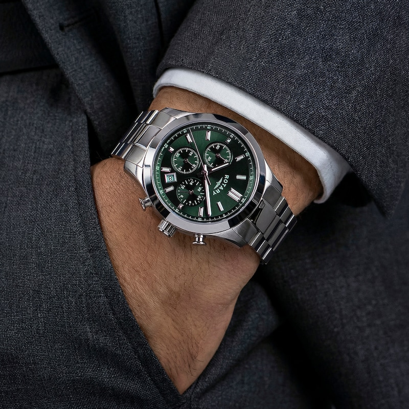 Main Image 4 of Rotary Heritage Men's Chronograph Green Dial Stainless Steel Bracelet Watch