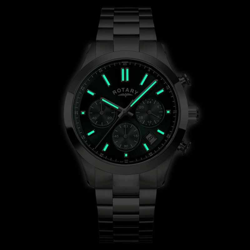 Main Image 5 of Rotary Heritage Men's Chronograph Green Dial Stainless Steel Bracelet Watch