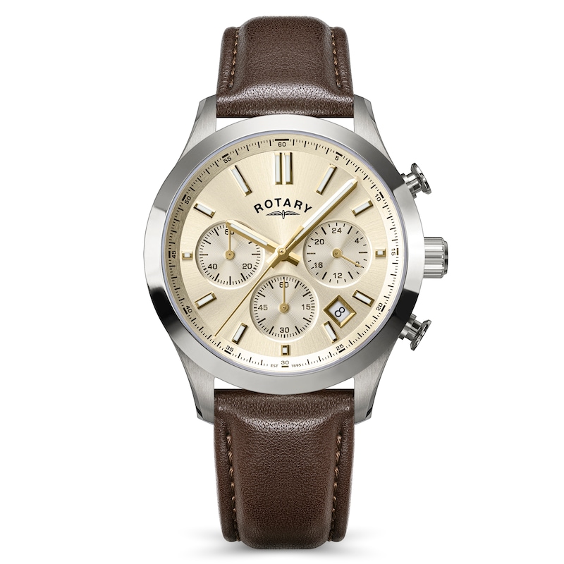 Main Image 1 of Rotary Heritage Men's Chronograph Champagne Dial Brown Leather Strap Watch