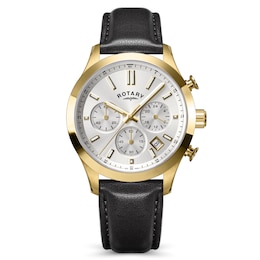 Rotary Heritage Men's Chronograph White Dial Brown Leather Strap Watch