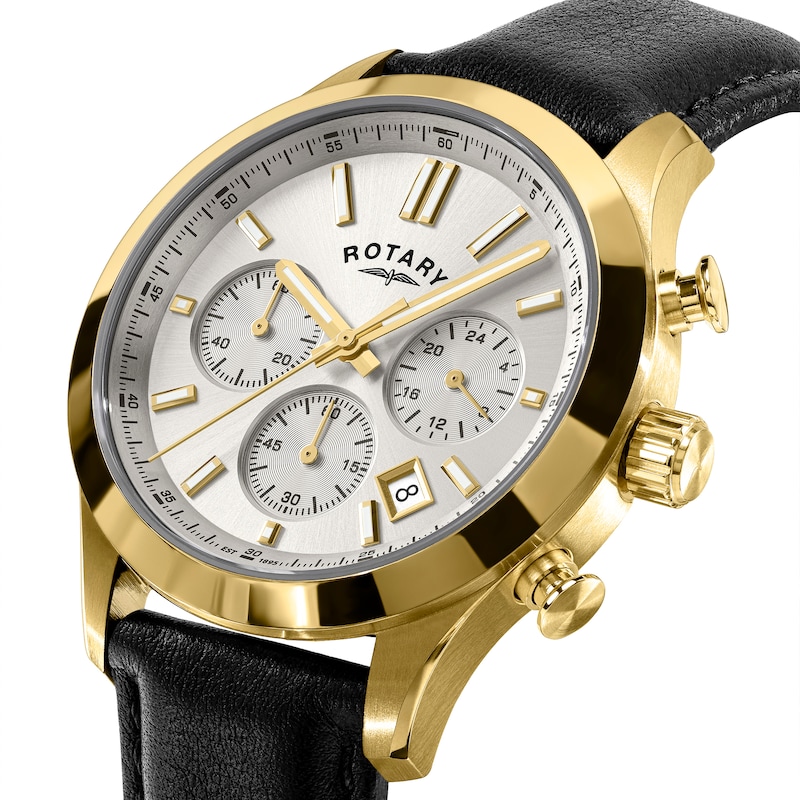 Main Image 2 of Rotary Heritage Men's Chronograph White Dial Brown Leather Strap Watch