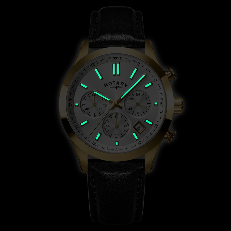 Main Image 5 of Rotary Heritage Men's Chronograph White Dial Brown Leather Strap Watch