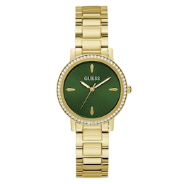 Guess Spiral Women's Green Dial Gold-Tone Bracelet Watch
