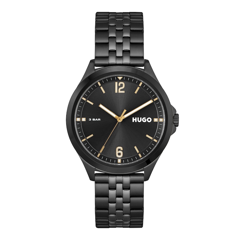 HUGO #SUIT Men's Black IP Bracelet Watch