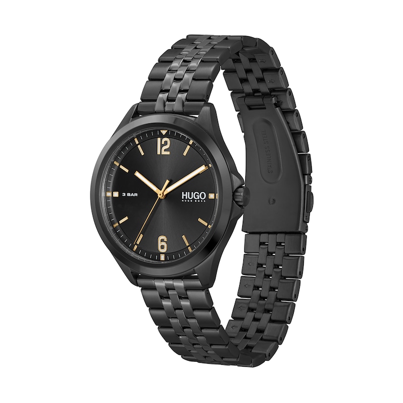 HUGO #SUIT Men's Black IP Bracelet Watch