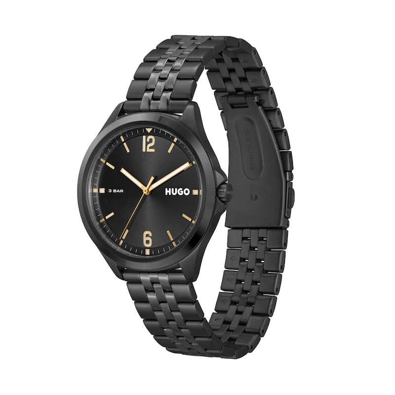 HUGO #SUIT Men's Black IP Bracelet Watch