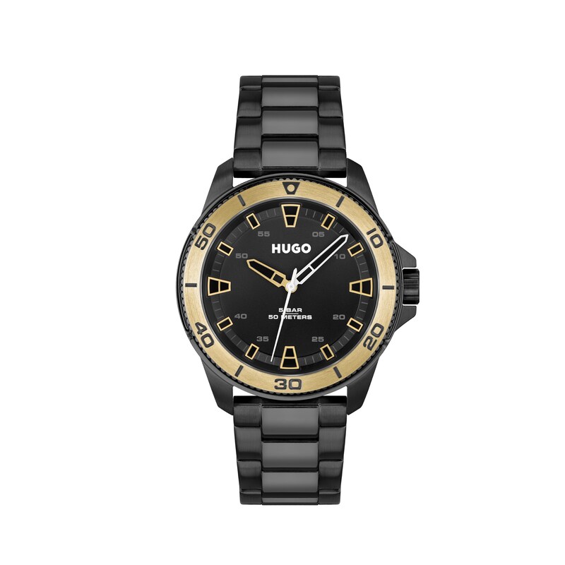 HUGO STREETDIVER Men's Black IP Bracelet Watch H.Samuel