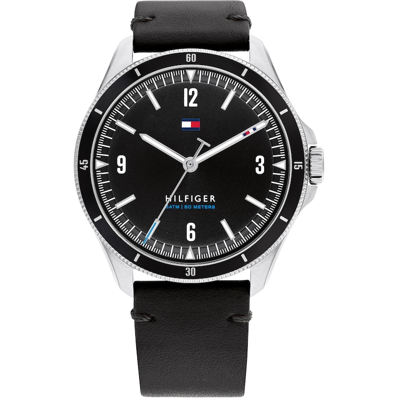 Main Image 1 of Tommy Hilfiger Men's Black Leather Strap Watch