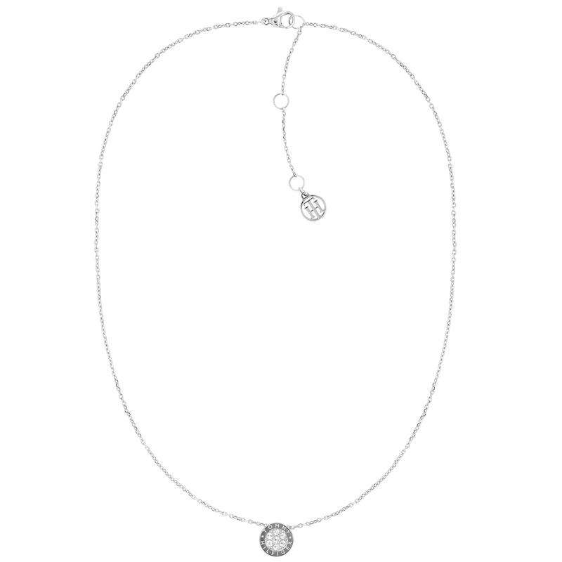 Tommy Hilfiger Stainless Steel Crystal Disc Necklace