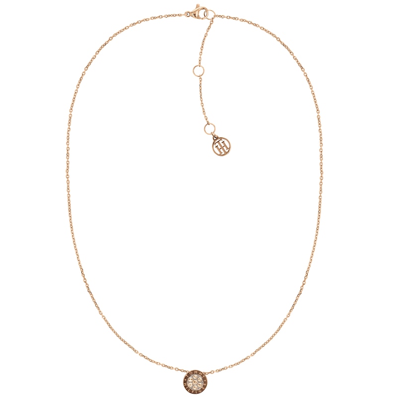 Main Image 1 of Tommy Hilfiger Rose Gold Tone Crystal Disc Necklace