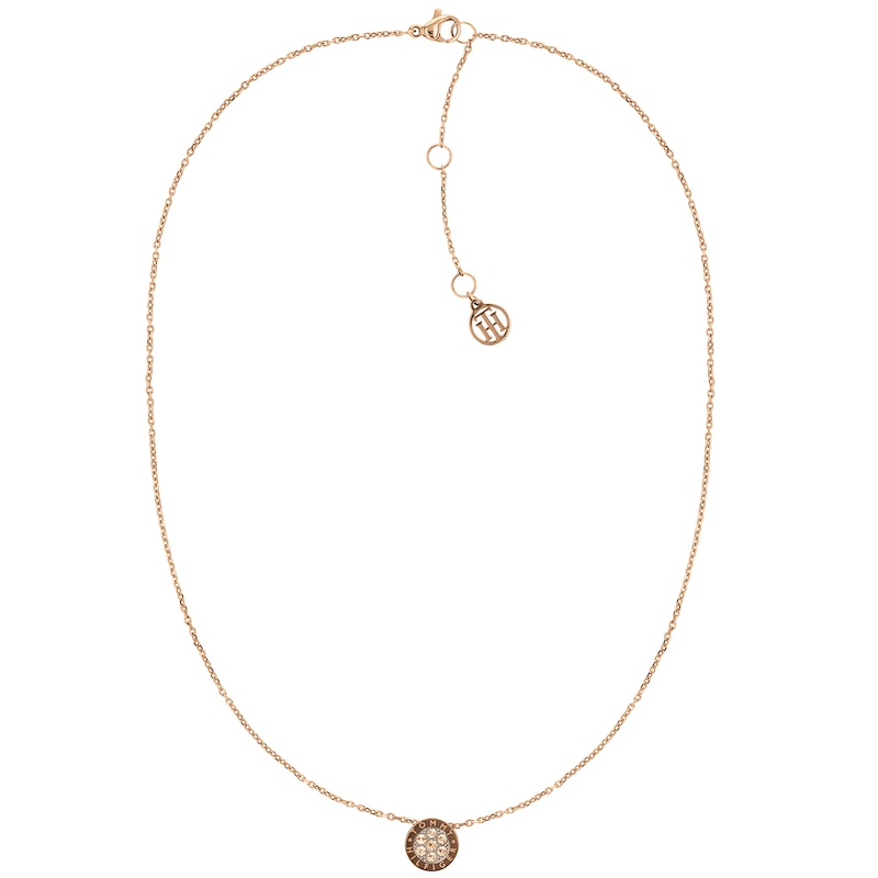 Tommy Hilfiger Rose Gold Tone Crystal Disc Necklace | H.Samuel