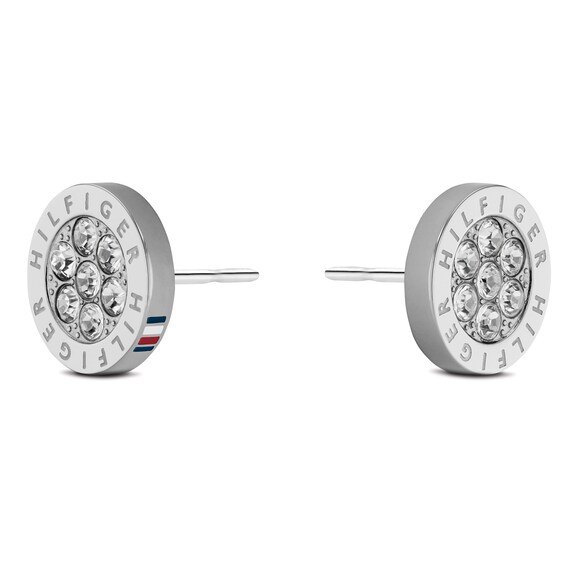 Tommy Hilfiger Stainless Steel Crystal Disc Stud Earrings