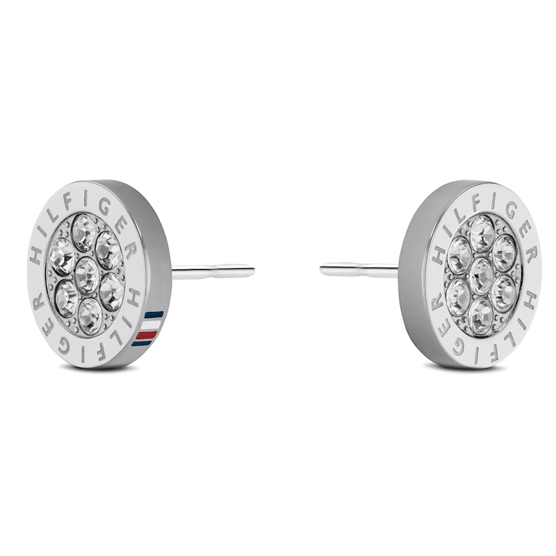 Tommy Hilfiger Stainless Steel Crystal Disc Stud Earrings