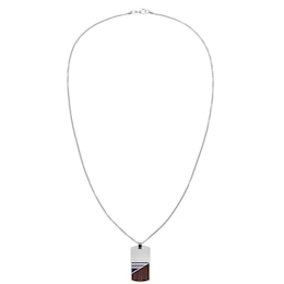 Tommy Hilfiger Men's Stainless Steel & Wood Dog Tag Pendant