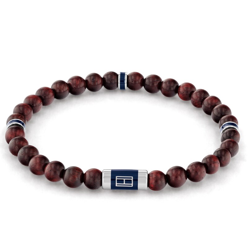 Tommy Hilfiger Men's Brown Wooden Beaded Bracelet