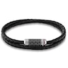 Thumbnail Image 0 of Tommy Hilfiger Men's Black Leather & Steel Wrap Bracelet