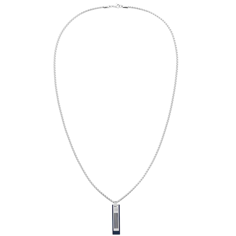 Tommy Hilfiger Men's Stainless Steel & Blue IP ID Pendant