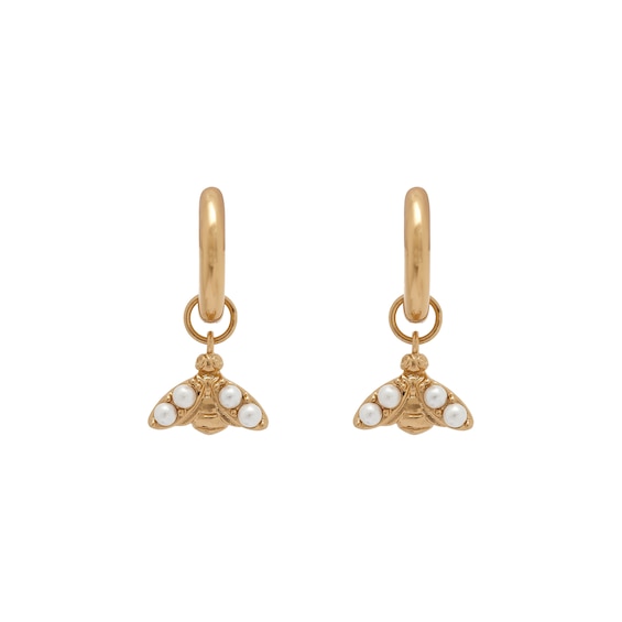 Olivia Burton Pearl Bee Gold Tone Huggie Hoop Earrings