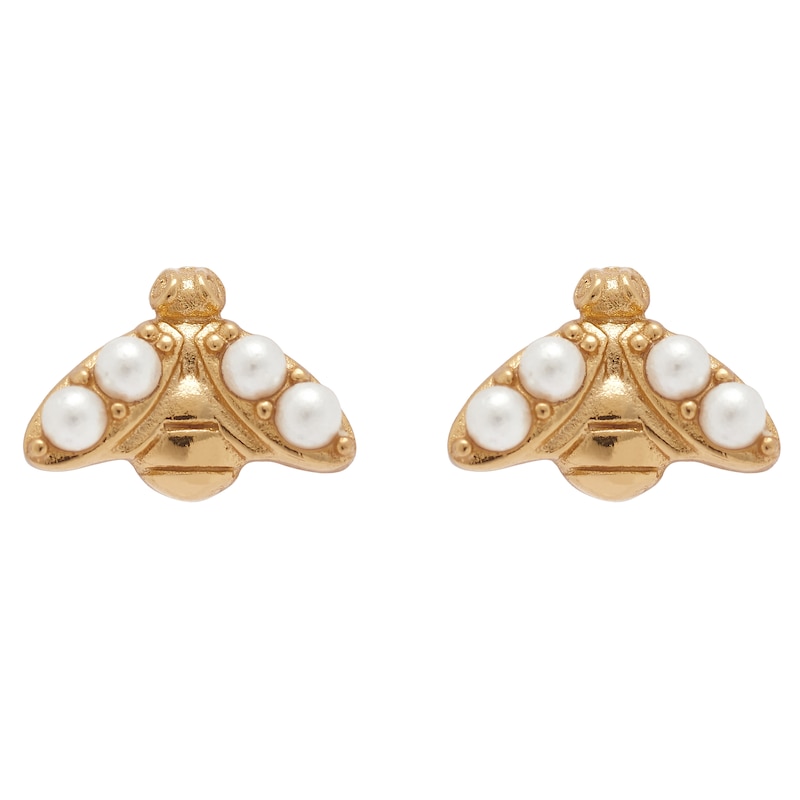 Main Image 1 of Olivia Burton Pearl Bee Gold Tone Stud Earrings