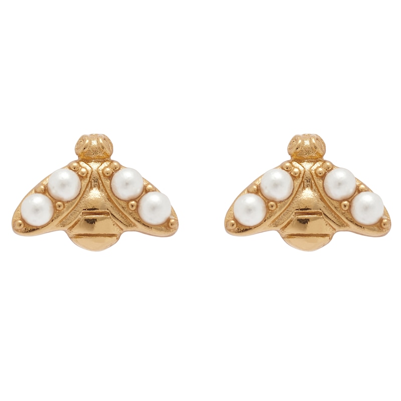 Olivia Burton Pearl Bee Gold Tone Stud Earrings