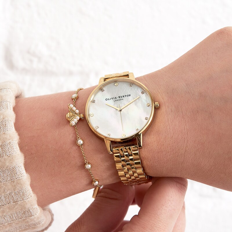 Main Image 2 of Olivia Burton Pearl Bee Gold Tone Bracelet