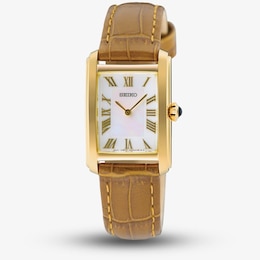Seiko Caprice Women's Mother of Pearl Dial Brown Leather Strap Watch