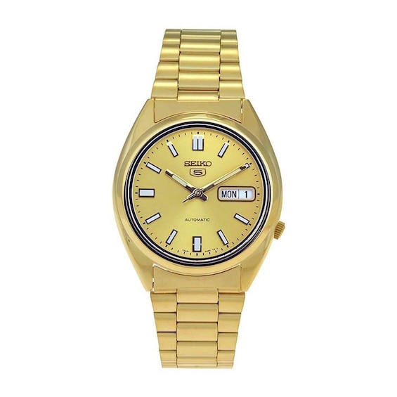 Seiko 5 Men's Automatic Gold Dial & Gold Tone Stainless Steel Bracelet Watch