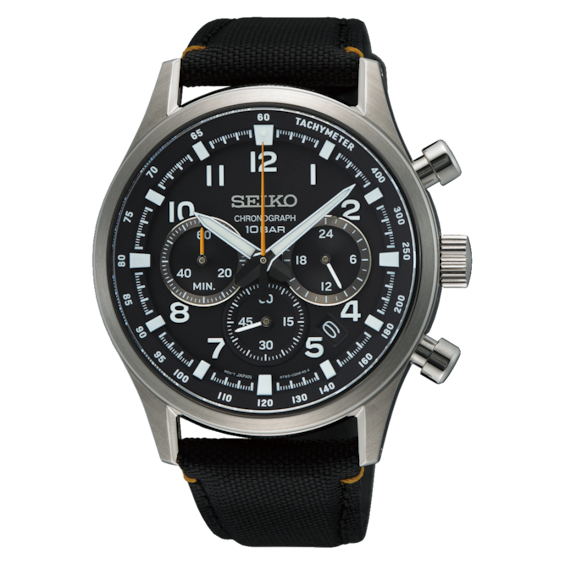 Seiko Conceptual Sport Men's Chronograph Black Dial & Black Nylon Strap Watch