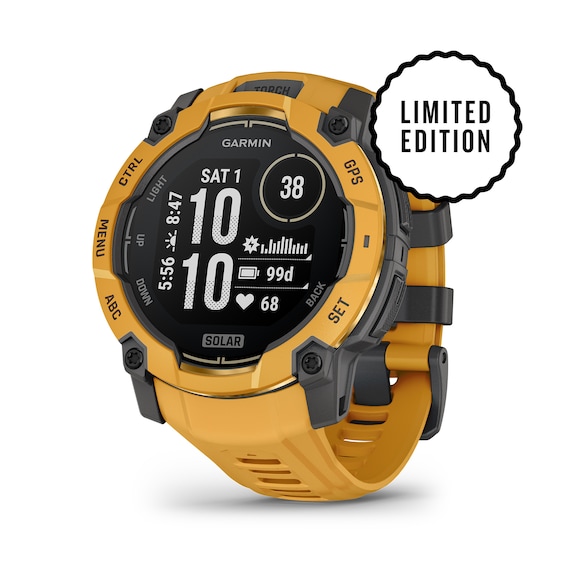Garmin Instinct 3 Solar 45mm Black Dial & Sunburst Silicone Strap Watch