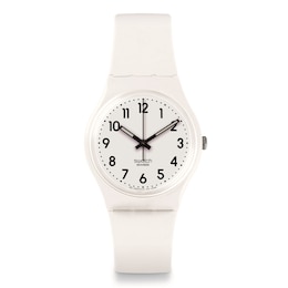 Swatch Just White Soft White Silicone Strap Watch