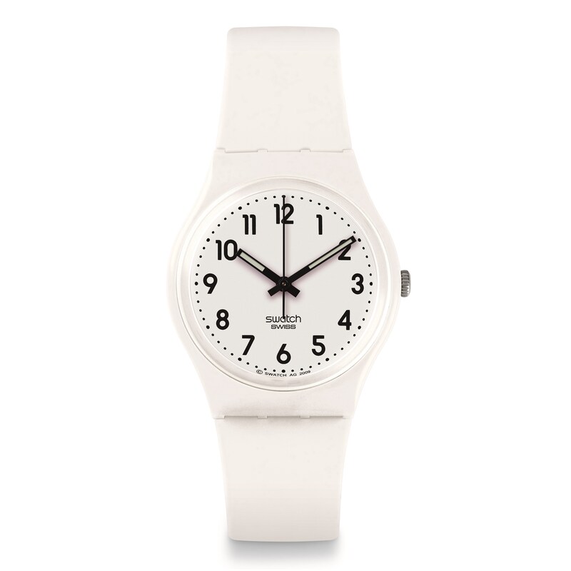 Swatch Just White Soft White Silicone Strap Watch