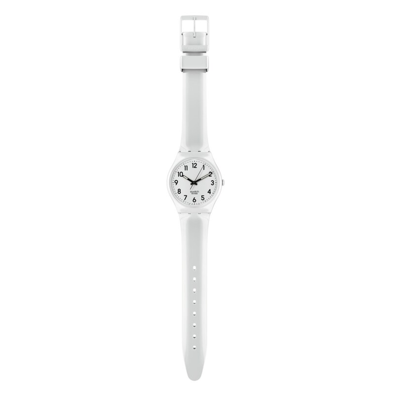 Swatch Just White Soft White Silicone Strap Watch