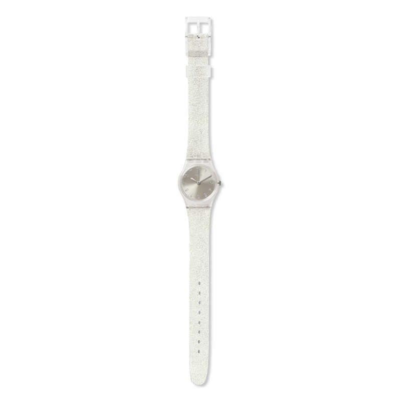 Swatch Silver Glistar Too Ladies' Silicone Strap Watch