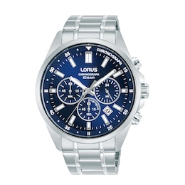 Lorus Chronograph RT375LX9 Blue Dial & Silver-Tone Stainless Steel Bracelet Watch
