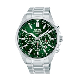 Lorus Chronograph RT377LX9 Green Dial & Silver-Tone Stainless Steel Bracelet Watch