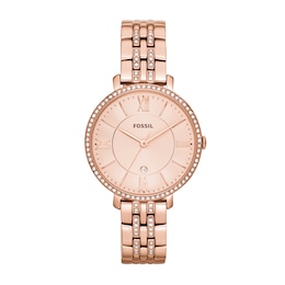 Fossil Jacqueline Women's Rose Crystal Set Dial & Rose Gold Tone Stainless Steel Bracelet Watch