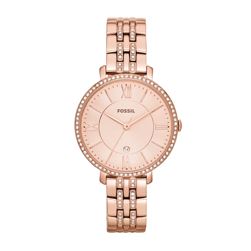 Main Image 1 of Fossil Jacqueline Women's Rose Crystal Set Dial & Rose Gold Tone Stainless Steel Bracelet Watch