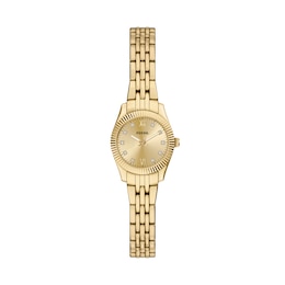 Fossil Women's Scarlette Mini Three-Hand Gold-Tone Dial Stainless Steel Bracelet Watch