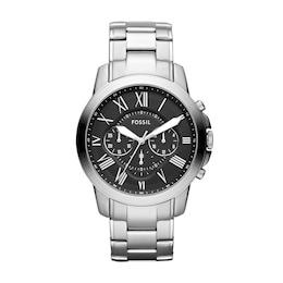 Fossil Grant Men's Black Dial Stainless Steel Bracelet Watch