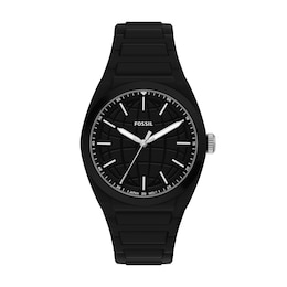 Fossil Everett Men's Black Dial Black Silicone Strap Watch