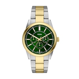 Fossil Pearson Men's Green Dial Two Tone Stainless Steel Bracelet Watch