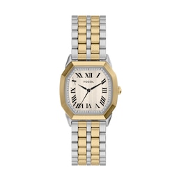 Fossil Harlow Men's Cream Octagonal Dial Two Tone Stainless Steel Bracelet Watch