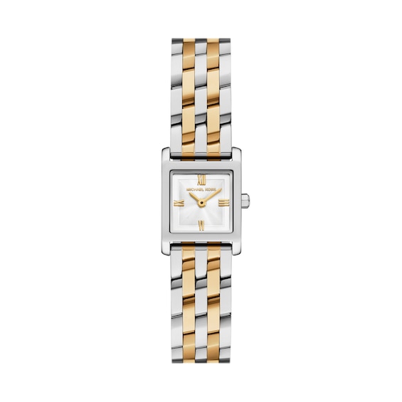 Michael Kors Women's Georgie Two-Hand White Dial Two-Tone Stainless Steel Bracelet Watch