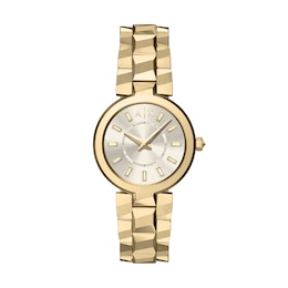 Armani Exchange Audora Women's Two-Hand Grey Dial Gold-Tone Stainless Steel Bracelet Watch