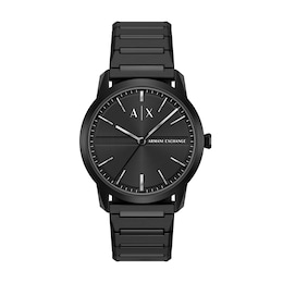 Armani Exchange Minimalist Men's Three-Hand Black Dial Black Stainless Steel Bracelet Watch